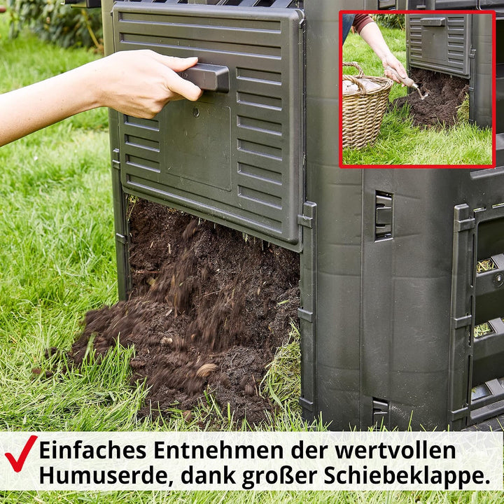 HECHT Thermokomposter aus Kunststoff – Schnellkomposter mit praktisches Stecksystem – Robuster &amp; hoc