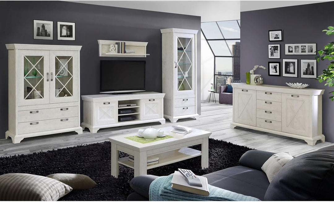 Forte Kashmir Wandboard, Holzwerkstoff, Pinie Weiss, 24,5 x 122,8 x 33,8 cm Pinie Weiss 24,5 x 122,8