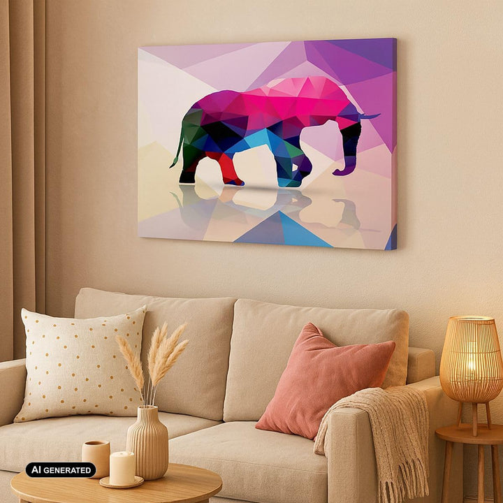 Bilder auf Leinwand Elefanten Illustration Bunt Leinwandbild 70x50cm Wandbilder Dekoration Wohnzimme