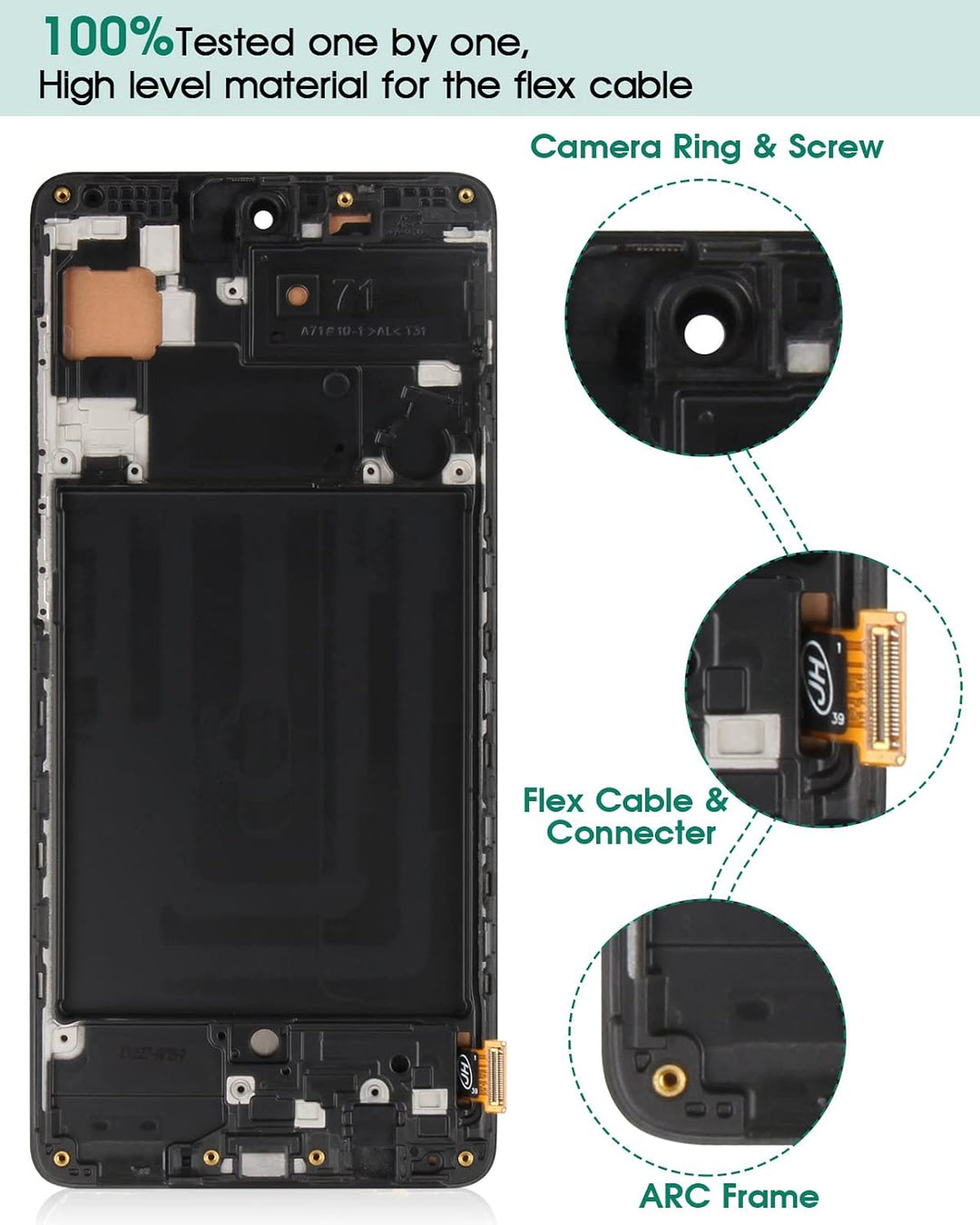 SRJTEK Kompatibel für Samsung Galaxy A71 4G LCD Display Touch Screen Matrix Digitizer Ersatz für A71