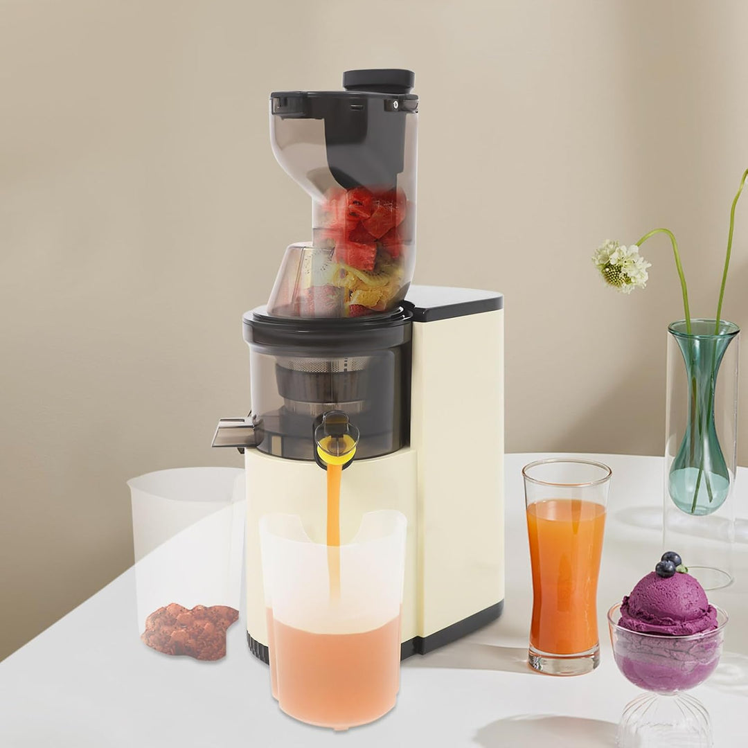 Haushaltsentsafter, Langsamer Entsafter Slow Juicer 500ml(Weiss)