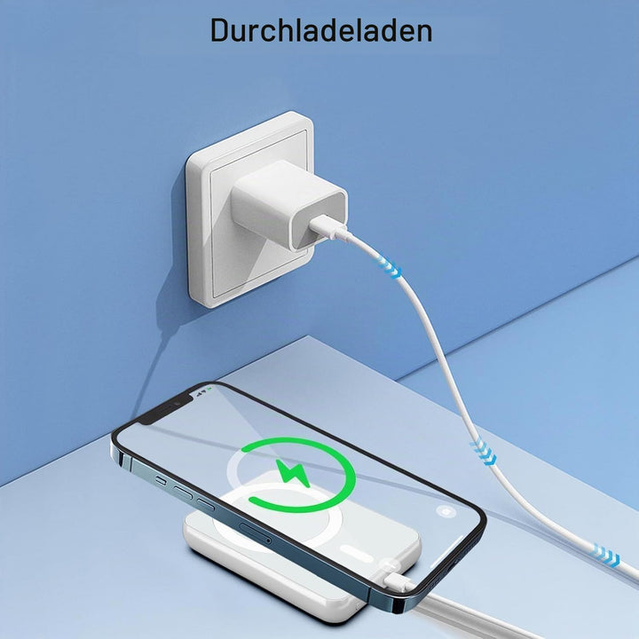 Magnetische Power Bank 5000mAh für iPhone, 15W USB C Drahtloses Schnelladen