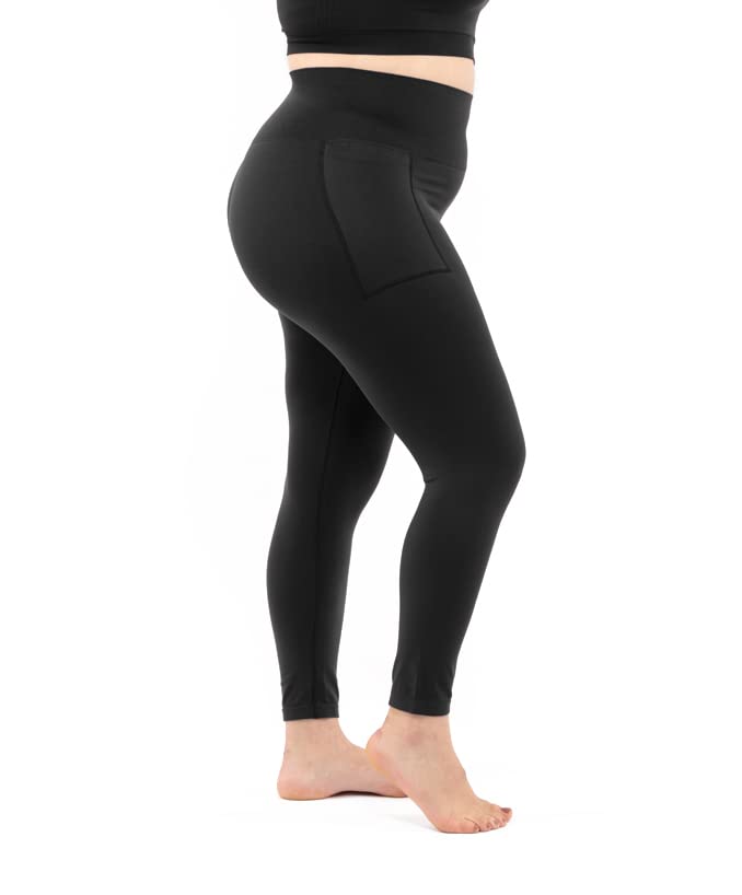 LEELA LAB Sport Leggings Damen Grosse Grössen mit Seitentasche und Hüft Bauchband, aus weicher, Naht