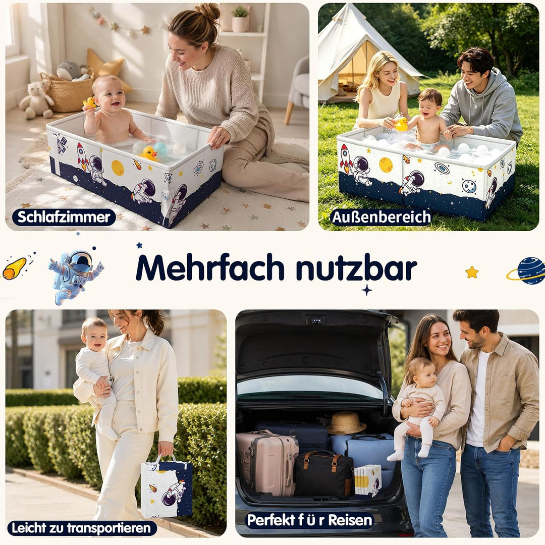Faltbare Badewanne Kinder, Baby Badewanne mit Badewannensitz &amp; Badespielzeug, Rutschfest Stabil Zusa