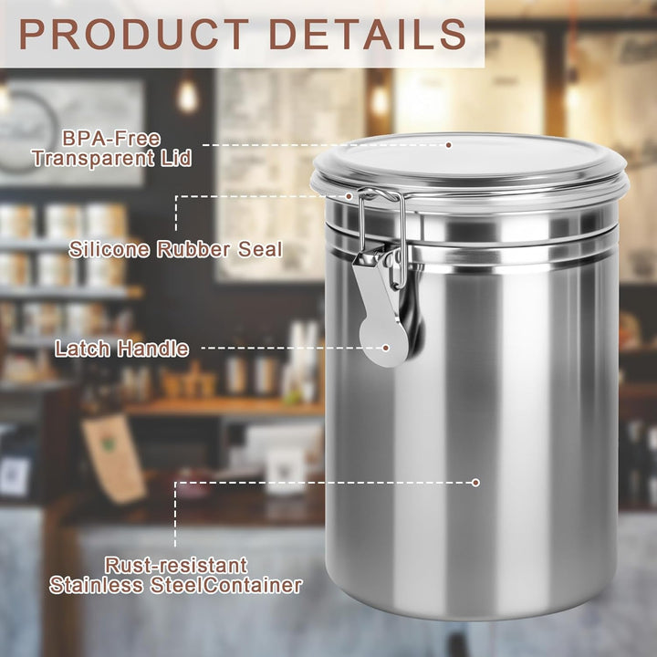2 Stück Kaffeedose Luftdicht mit Deckel, 1.8 L Kaffeebohnen Behälter