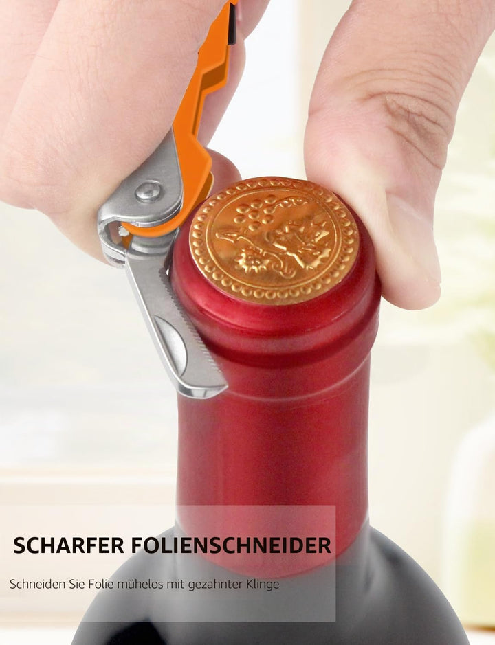 CORKAS Kellnermesser Profi Korkenzieher aus Edelstahl in Gastronomie Qualität mit Flaschenöffner &amp; F
