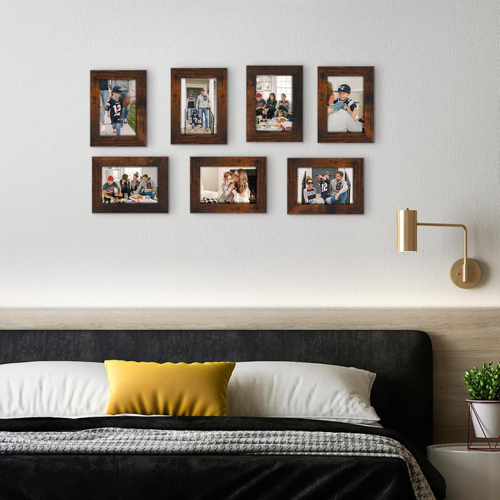 7er-Set rustikale Bilderrahmen für Fotos 10x15cm, Vintage-Stil ideal für Wand- und Tischaufstellung