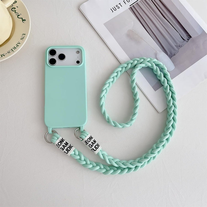 Emlivi Handykette Hülle für iPhone 17 Pro Necklace Handyhülle Nylon Schultergurt Liquid Silikon TPU