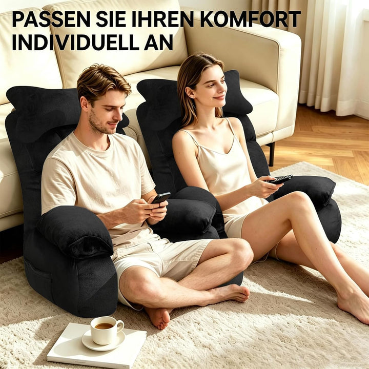 Lesekissen für Bett und Sofa, Rückenkissen mit Rückenlehne zum Lesen Rein Schwarz 67*30cm, Rein Schw