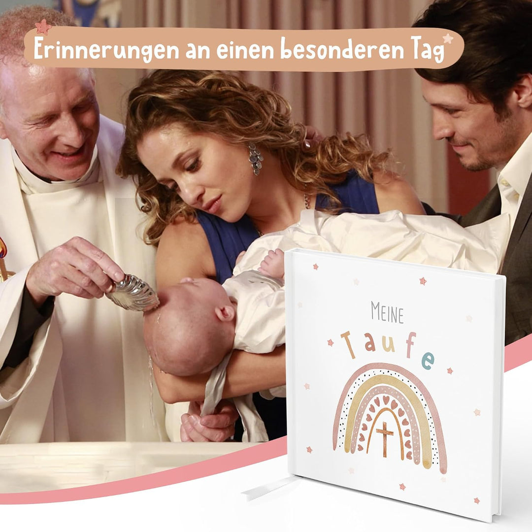 Taufbuch Mädchen, Gästebuch Taufe mit Regenbogen Design zum Taufgeschenk ‎Taufe Gastebuch Regenbogen