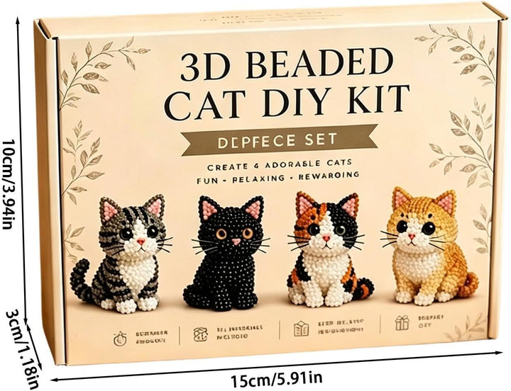 3D-Katzenperlen-Set, DIY-Tier-Perlen-Bündel, lustiges handgefertigtes Bastelprojekt mit einfachem Ba