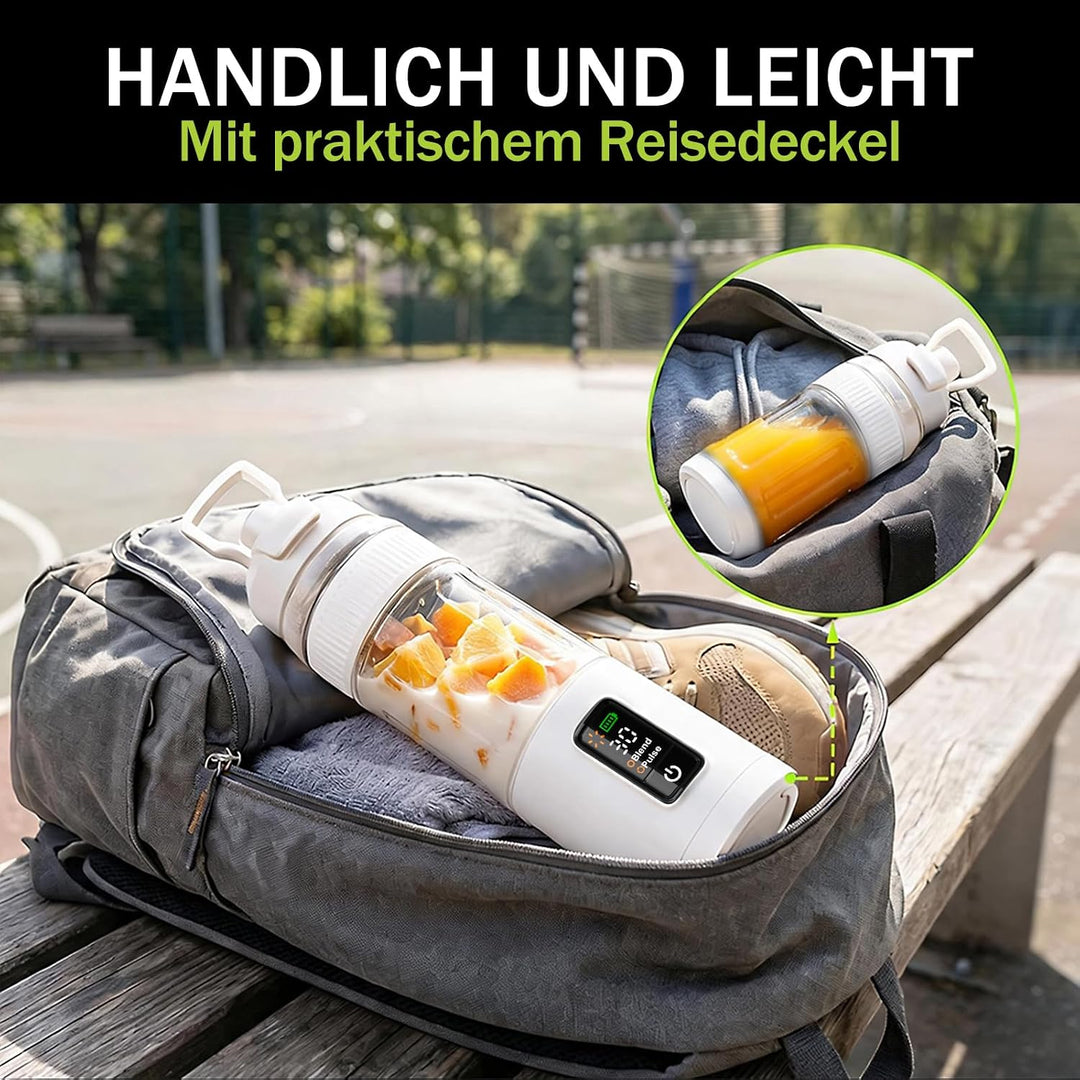 Tragbarer Mixer,600ml wiederaufladbar zerkleinert Eis&amp;Obst,Kompakt Weiss, Weiss