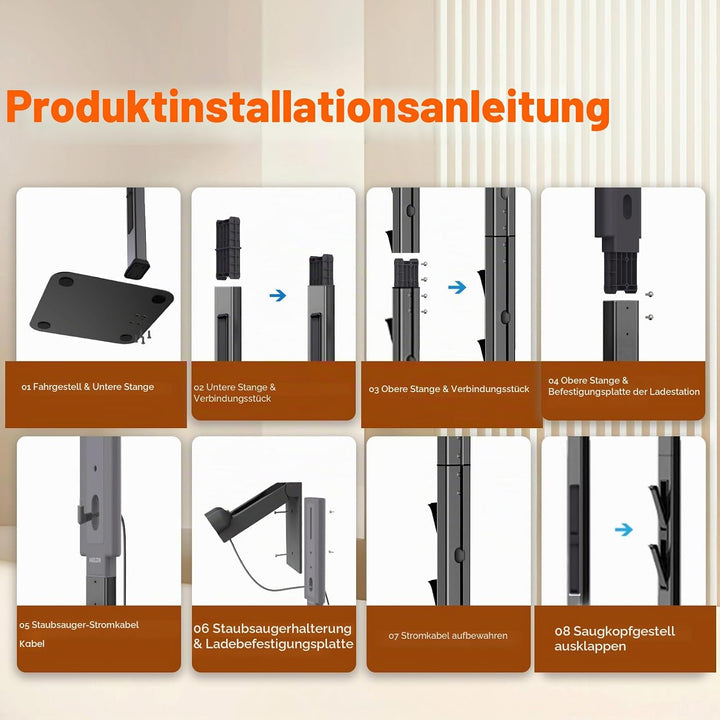 Staubsaugerständer für Dyson mit faltbaren Aufbewahrungshaken und robuster Basis aus Karbonstahl, oh