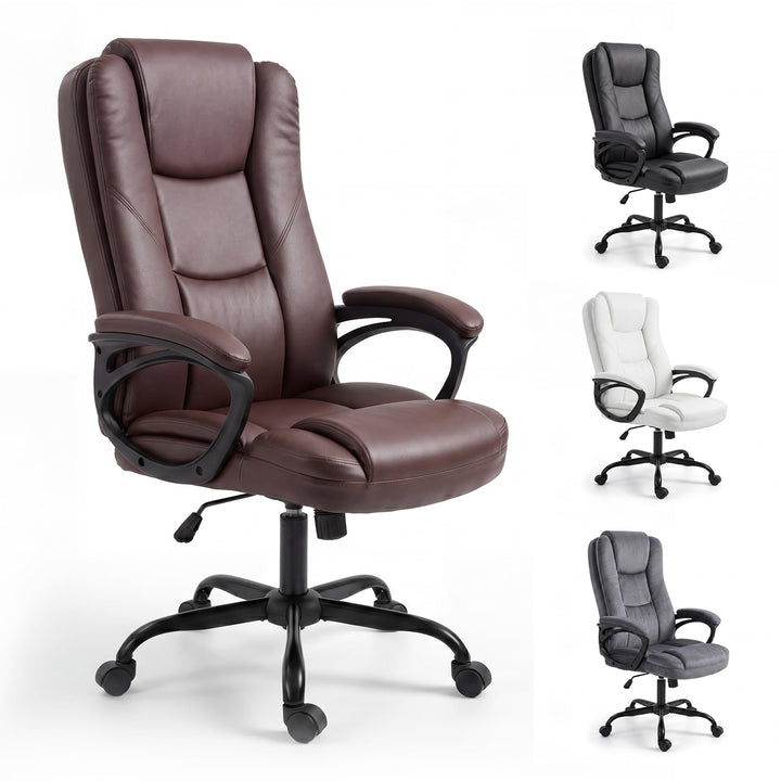 Bürostuhl mit Wippfunktion 150kg, Chefsessel Hohe Rückenlehne Braun, Braun