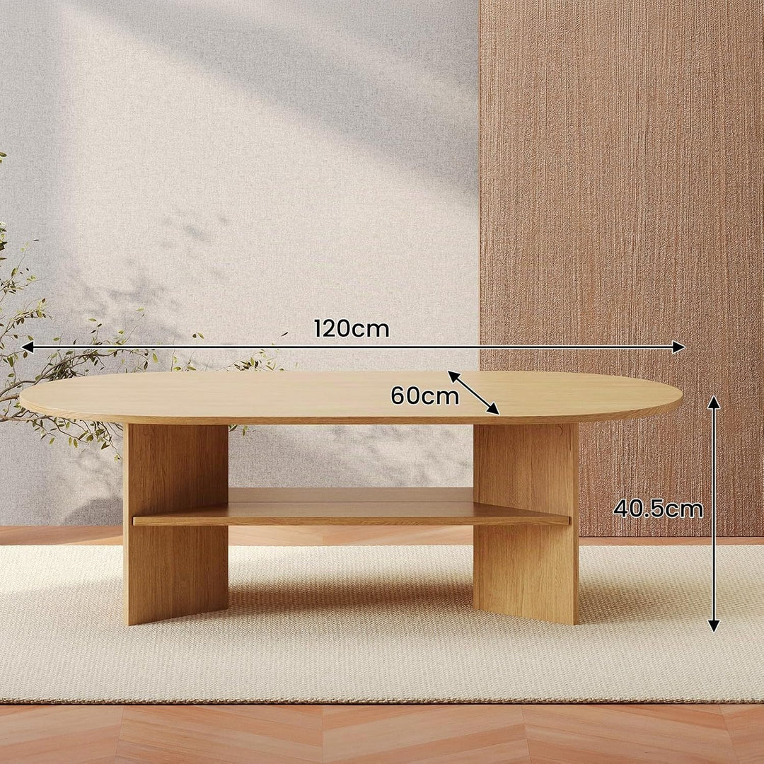YOUDENOVA Couchtisch Ovaler Beistelltisch Holz Modern Wohnzimmertisch Coffee Table Klein Tisch für W