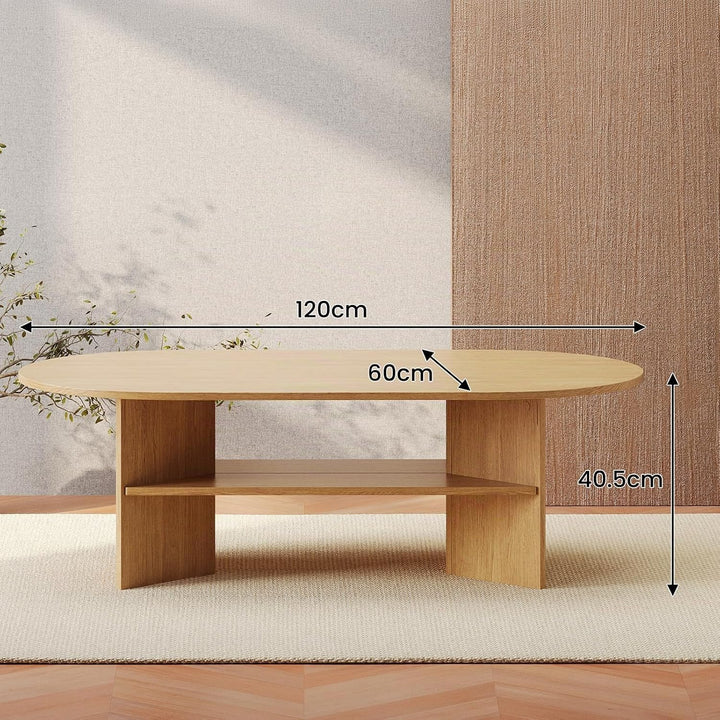 YOUDENOVA Couchtisch Ovaler Beistelltisch Holz Modern Wohnzimmertisch Coffee Table Klein Tisch für W