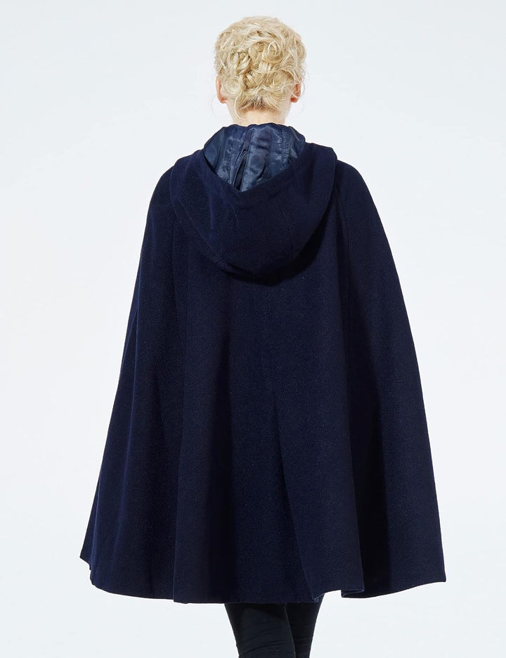 BEAUTELICATE Umhang Mit Kapuze Damen Wollmischung Poncho Winter Mantel Knie Länge Cape Karneval Kost