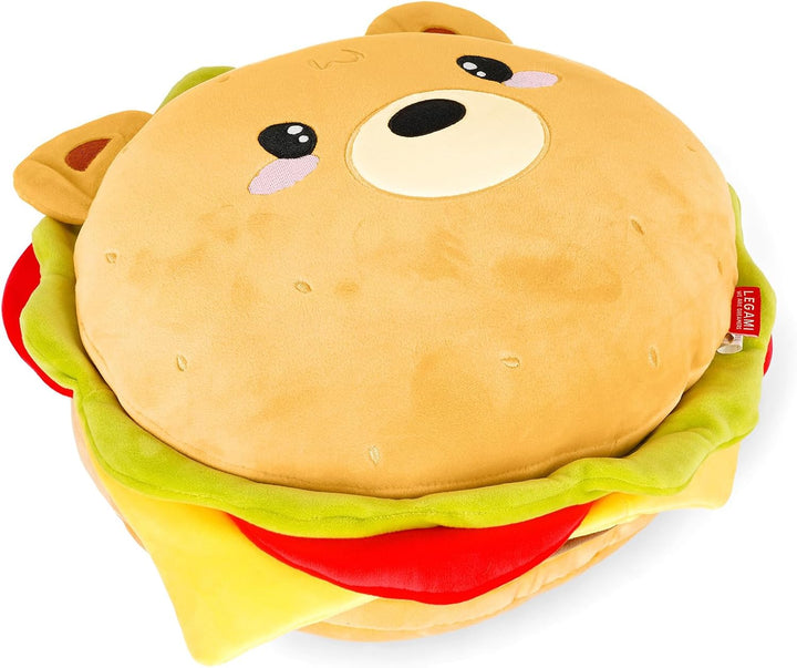 LEGAMI - Kissen Super Soft! Hamburger Thema, Super weich, Geschenkidee, 39x36 cm, Hamburger