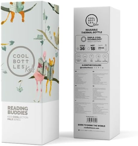 Thermosflasche für Kinder - 260 ml - Reading Buddies - Wasserflasche aus Edelstahl - Kalte Getränke