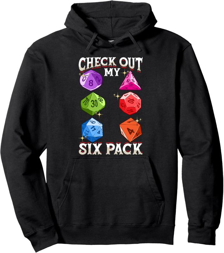 Check Out My Six Pack Funny Gaming Dice Pun Pullover Hoodie