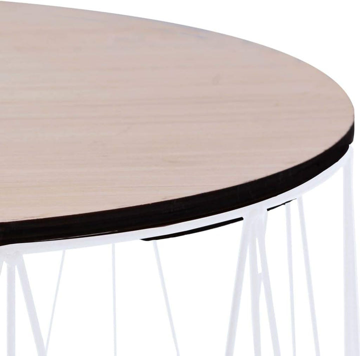 vidaXL Couchtisch 2-TLG. Korbtisch Beistelltisch Kaffeetisch Sofatisch Wohnzimmertisch Metallkorb Sa