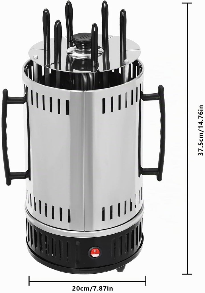 1000W Vertikaler Schaschlikgrill, 400-500℃ Tischgrill mit Ölabtropfschalen, Elektrogrill Dönergrill