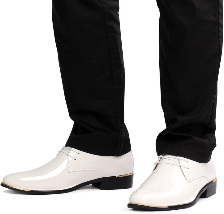 zpllsbratos Herren Lederschuhe Lackschuhe Derby Schnürhalbschuhe Oxford Hochzeit Schuhe 38-48 40 EU