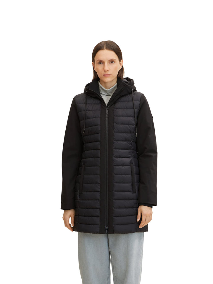 TOM TAILOR Damen Lange Softshell Steppjacke XXL 14482 - Deep Black, XXL 14482 - Deep Black