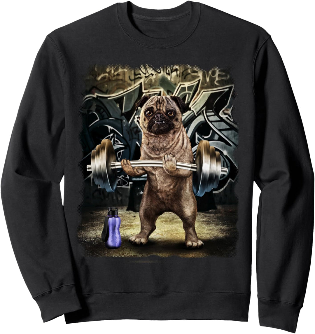 Mürrisches Mops-Gewichtheben Sweatshirt