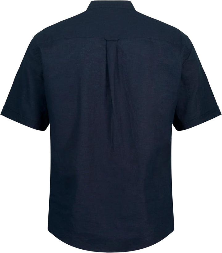 JP 1880 Herren grosse Grössen Übergrössen Menswear L-8XL Hemd, Halbarm, Leinenmix, Stehkragen, Moder