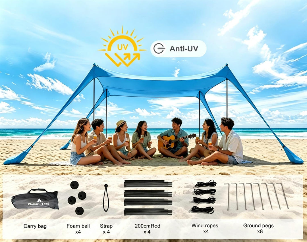 Strand Schatten Zelt Markise 10x10 FT Strand Sonnencreme wasserdichte leichte Blockierung und elasti