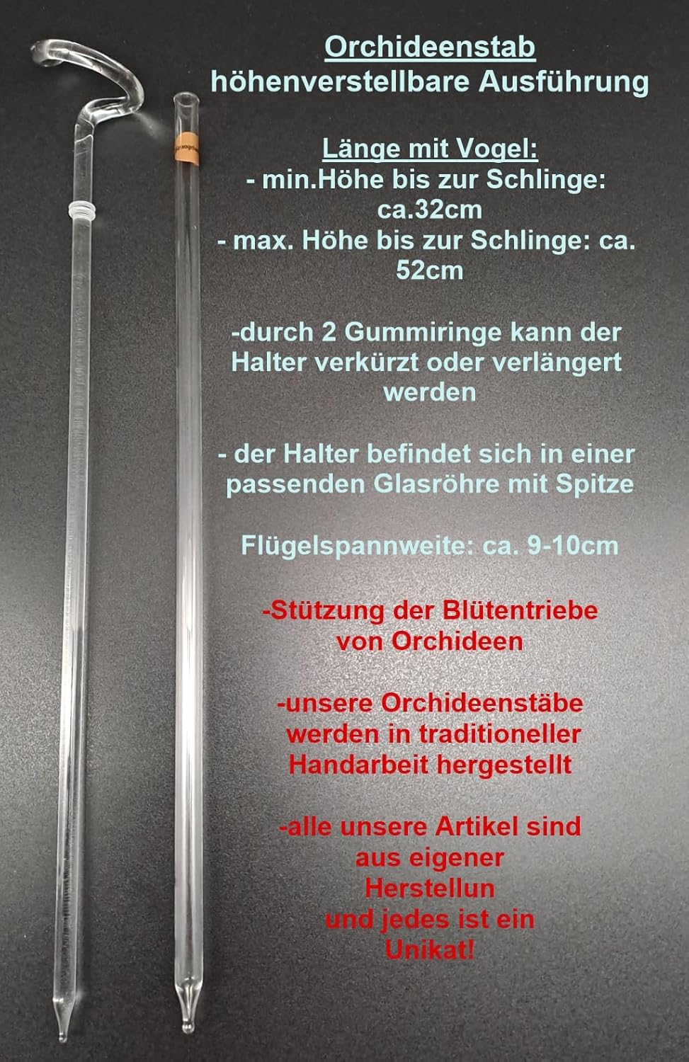Orchideenstab, Blaumeise - hellblau (höhenverstellbar) höhenverstellbare Ausführung, h&amp;