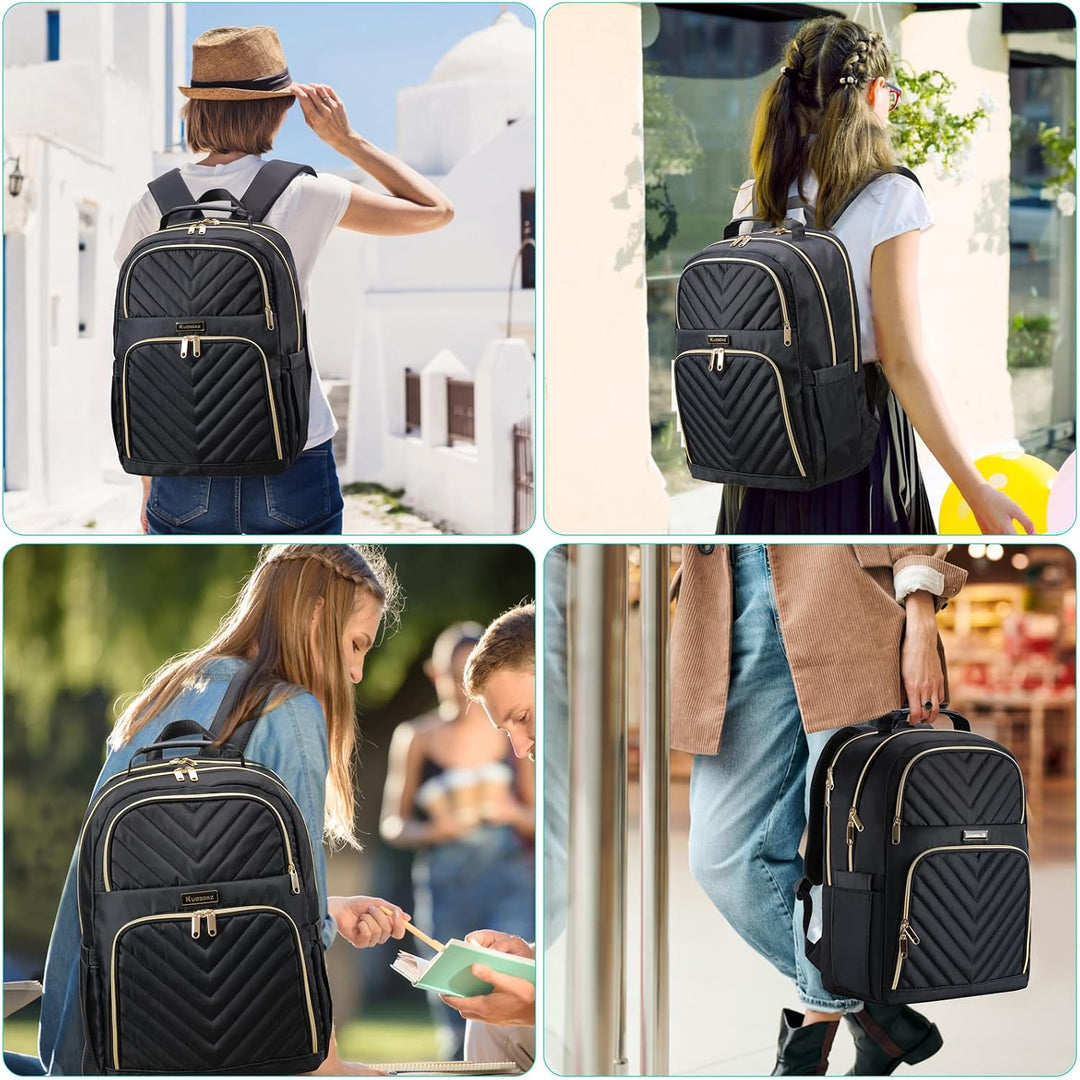 Kuosdaz Rucksack Damen, Schulrucksack Mädchen Teenager mit USB Ladeanschluss, Laptop Rucksack Stylis