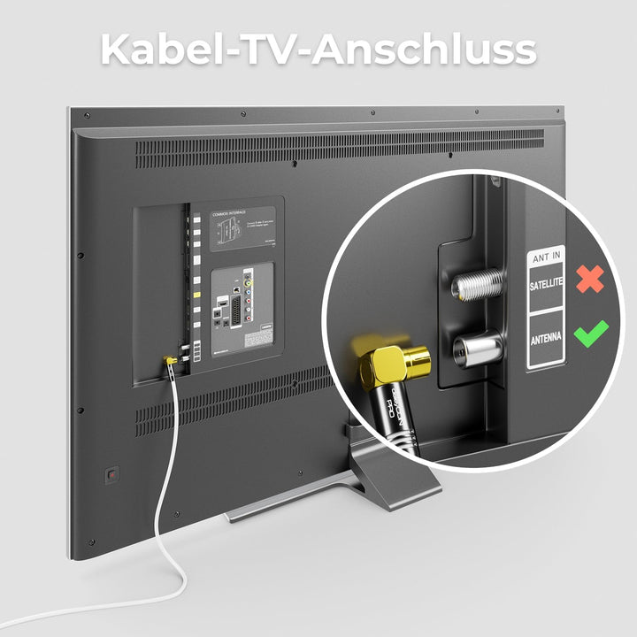 deleyCON 12,5m 4K TV Antennenkabel - 4K Ultra-HD Full HD HDTV - 2x Gewinkelt - Koaxialkabel - IEC-St