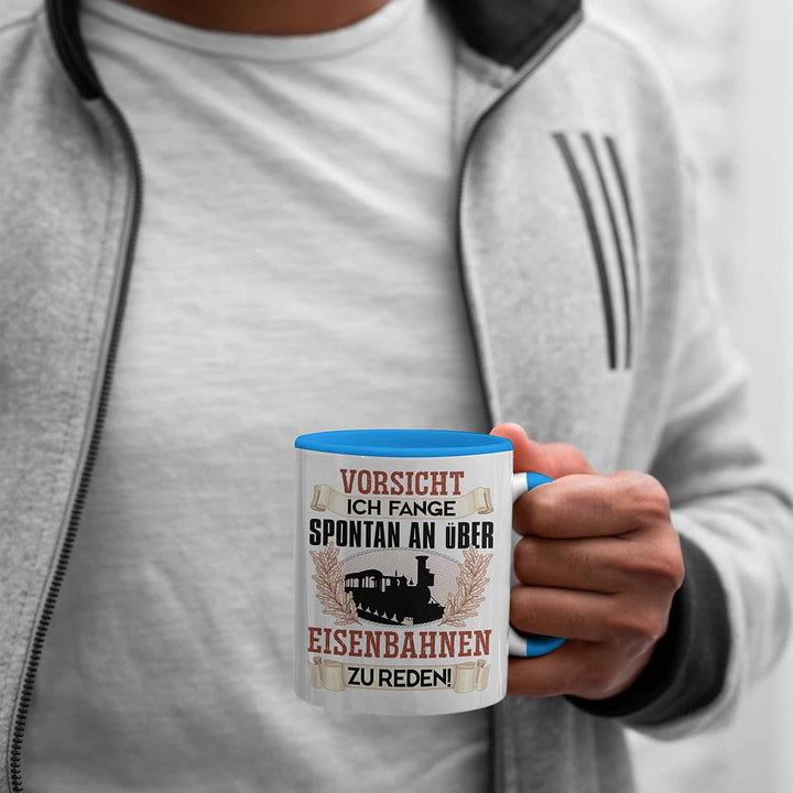 Trendation - Eisenbahner Tasse Geschenk für Modelleisenbahn-Fans Geschenkidee Ich Fange Spotan An Üb