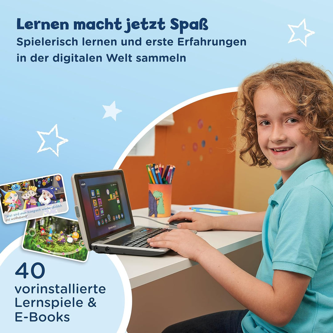 VTech Genio Lernlaptop XL – Lerncomputer mit grossen 7"-LCD-Bildschirm mit Internetzugang, Textprogr