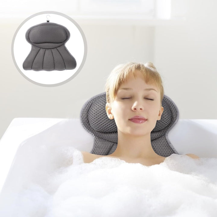 Badewannenkissen mit 6 Saugnäpfen, 4d Netzstoff, Polyester