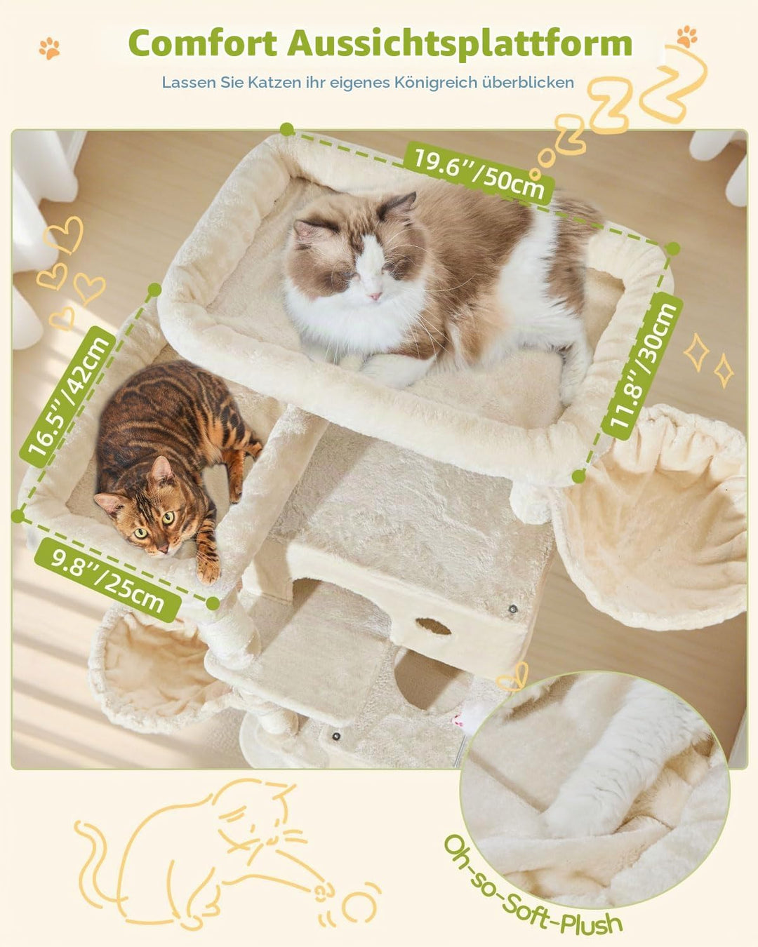 Taoqimiao 193CM Kratzbaum Gross XXL, Katzenbaum Katzenbaum Grosse Katzen Stabil Katzenkratzbaum mit