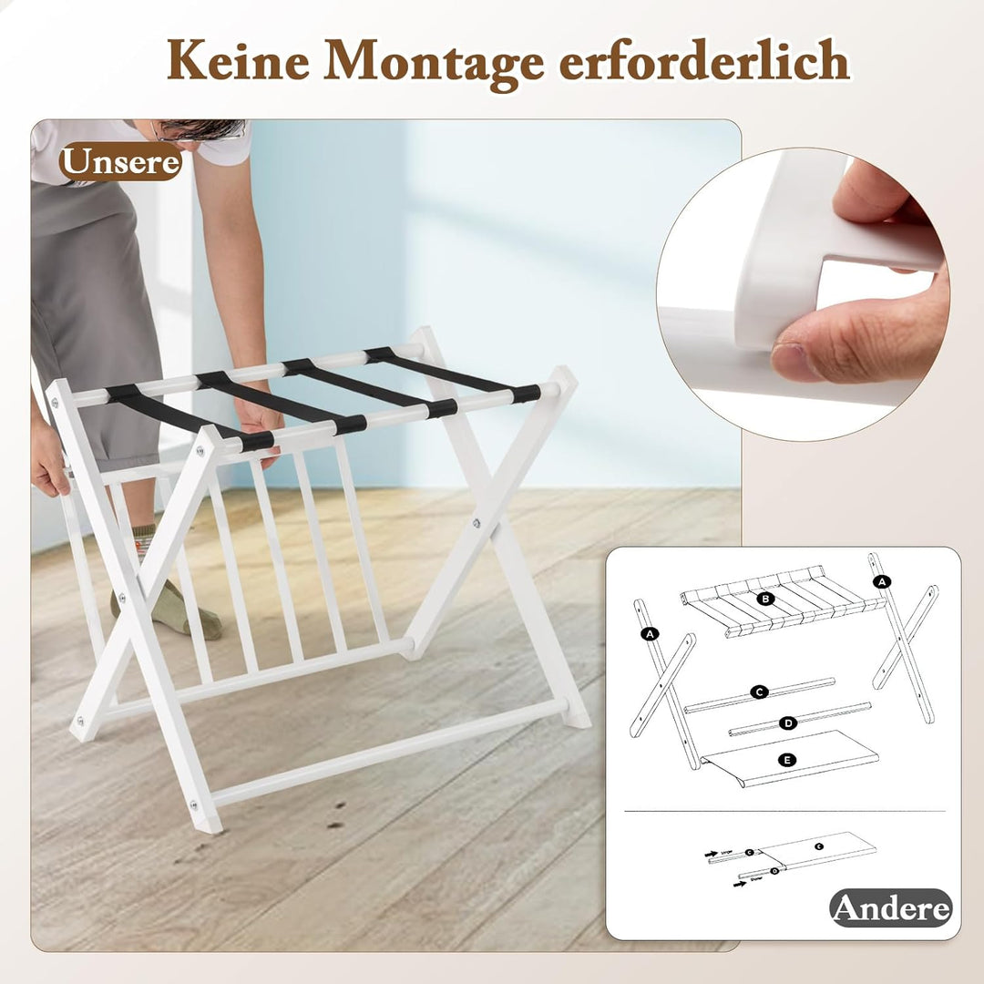 COSTWAY 2er Set Kofferständer klappbar, Gepäckablage mit 2-Stöckiger Design, Kofferbock Gepäckstände