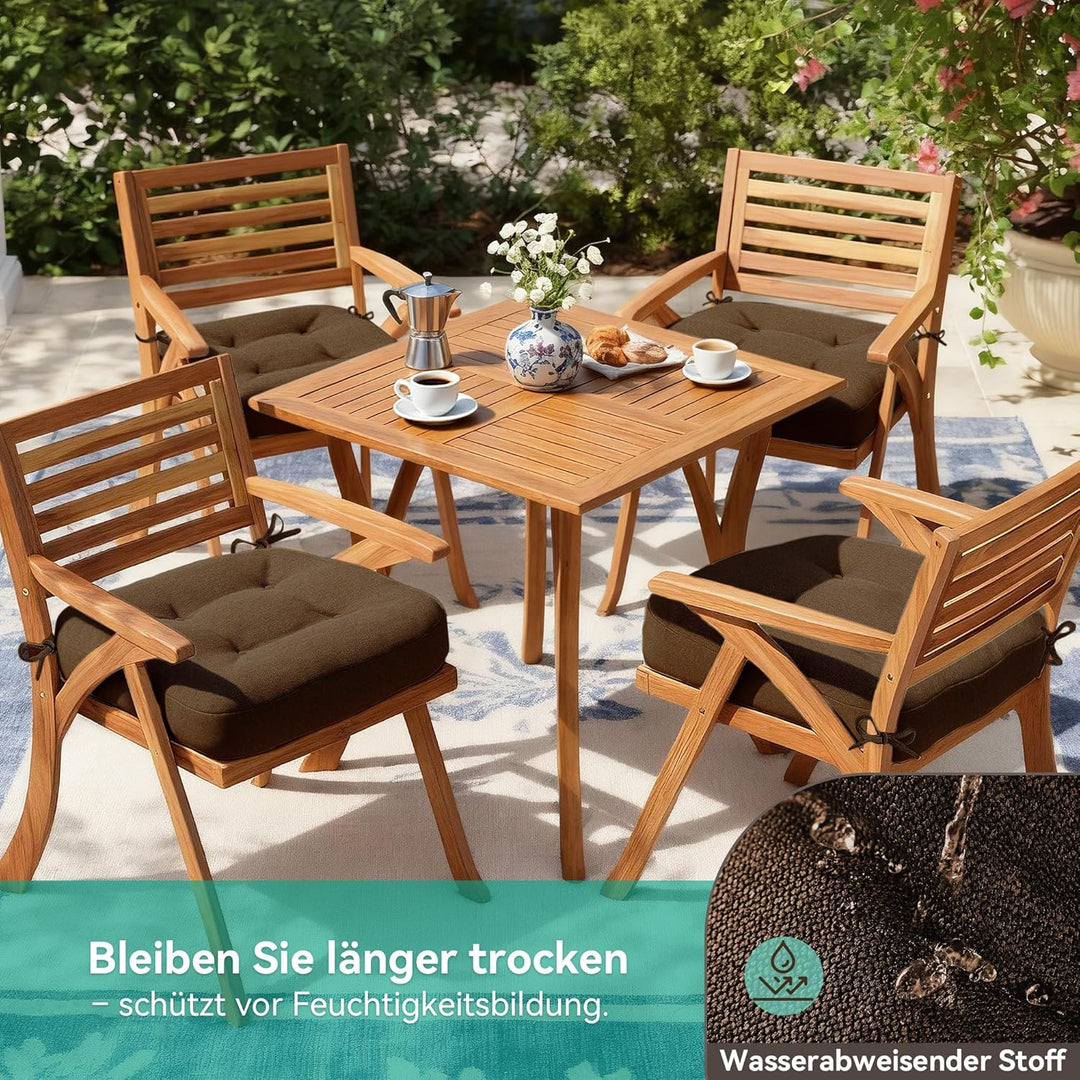 Codi Sitzkissen 40x40×8 cm 4er Set, Extra Dicke, Bequeme Stuhlkissen mit wasserabweisendem Bezug – W