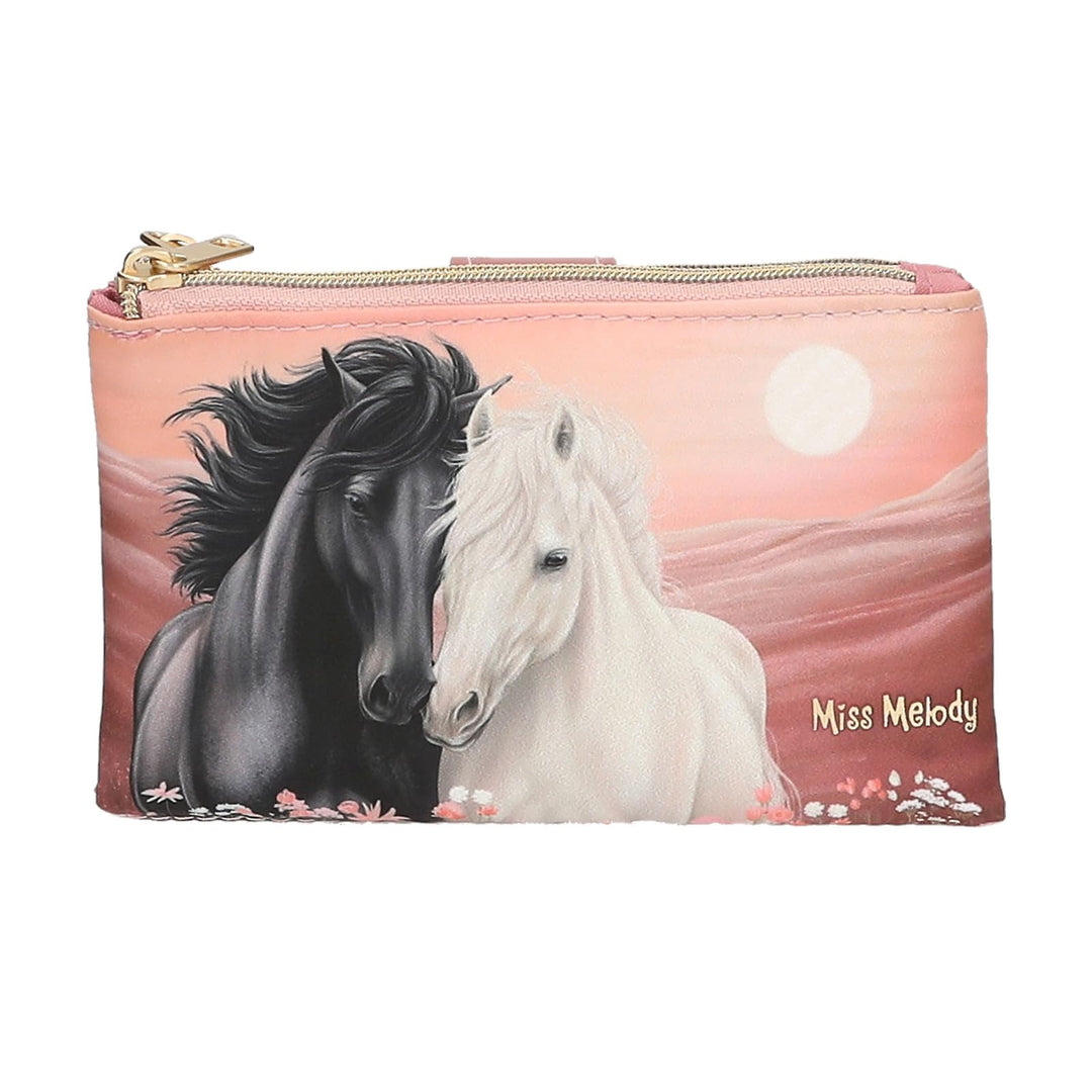 Depesche 13970 Miss Melody Blossom Pony - Portemonnaie in Rosa, mit Pferde Motiv, Pferde Muster und