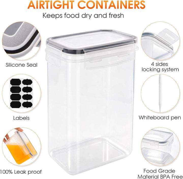 6 Stück 2L Vorratsbehälter Set, Vorratsdosen mit Deckel Luftdicht, Cerealien Behälter BPA Frei, Kuns