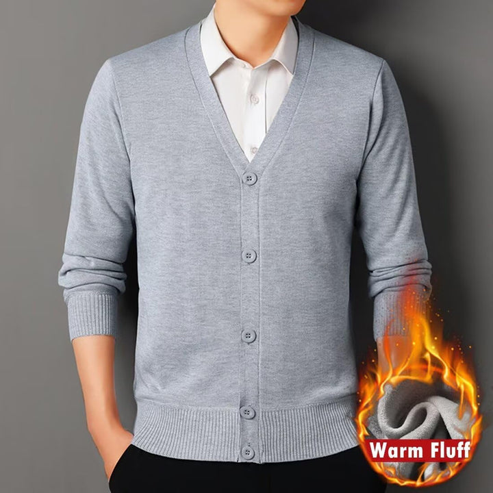 Strickjacke Herren Winter Cardigan Pullover Gestrickt Trachtenjacke Schwarz Grau mit Taschen Pullove