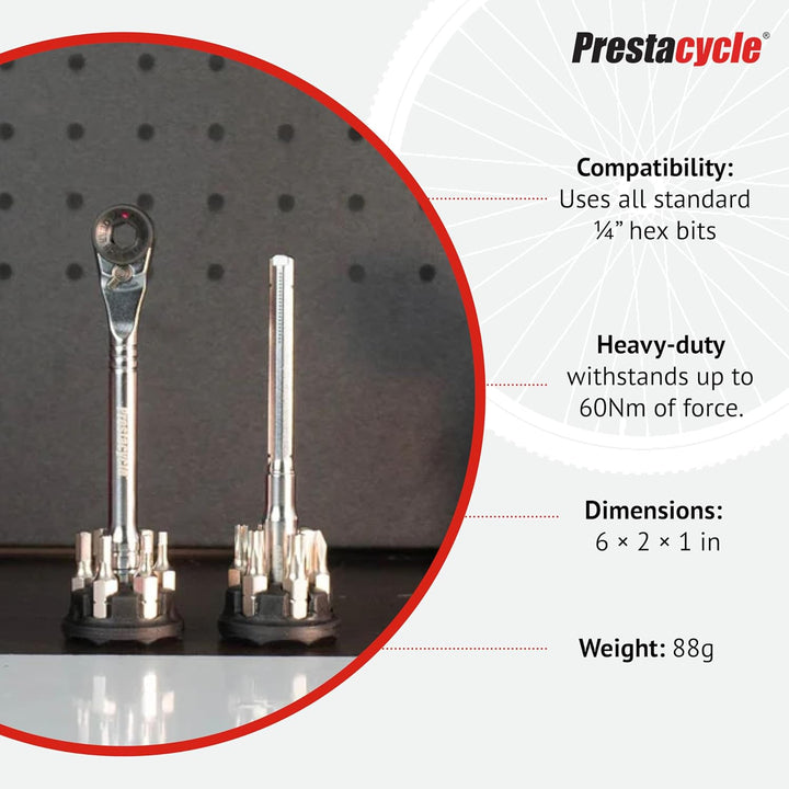 Prestacycle Pro T-Griff Ratschen-Set mit (12) S2-Bits und (2) runden Bithaltern - Kompaktes Desktop/