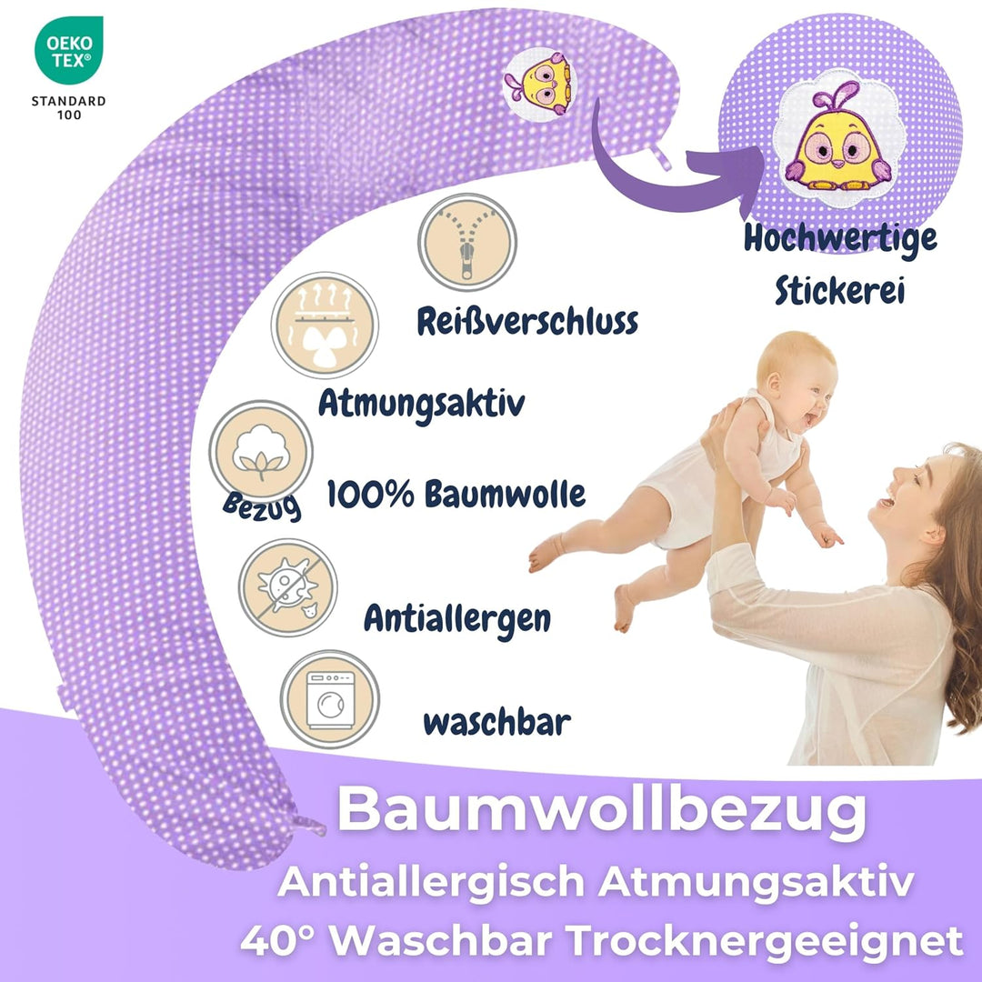 sei Design Stillkissen 170×30 cm – ergonomisch geprüftes Unterstützungskissen – EPS-Mikroperlenfüllu