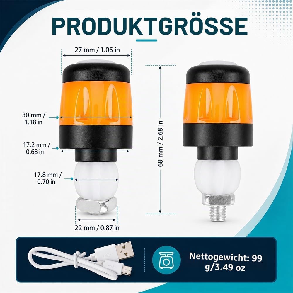 LED Blinker E Scooter Nachrüsten, 1 Paar Wiederaufladbare Fahrrad Blinker
