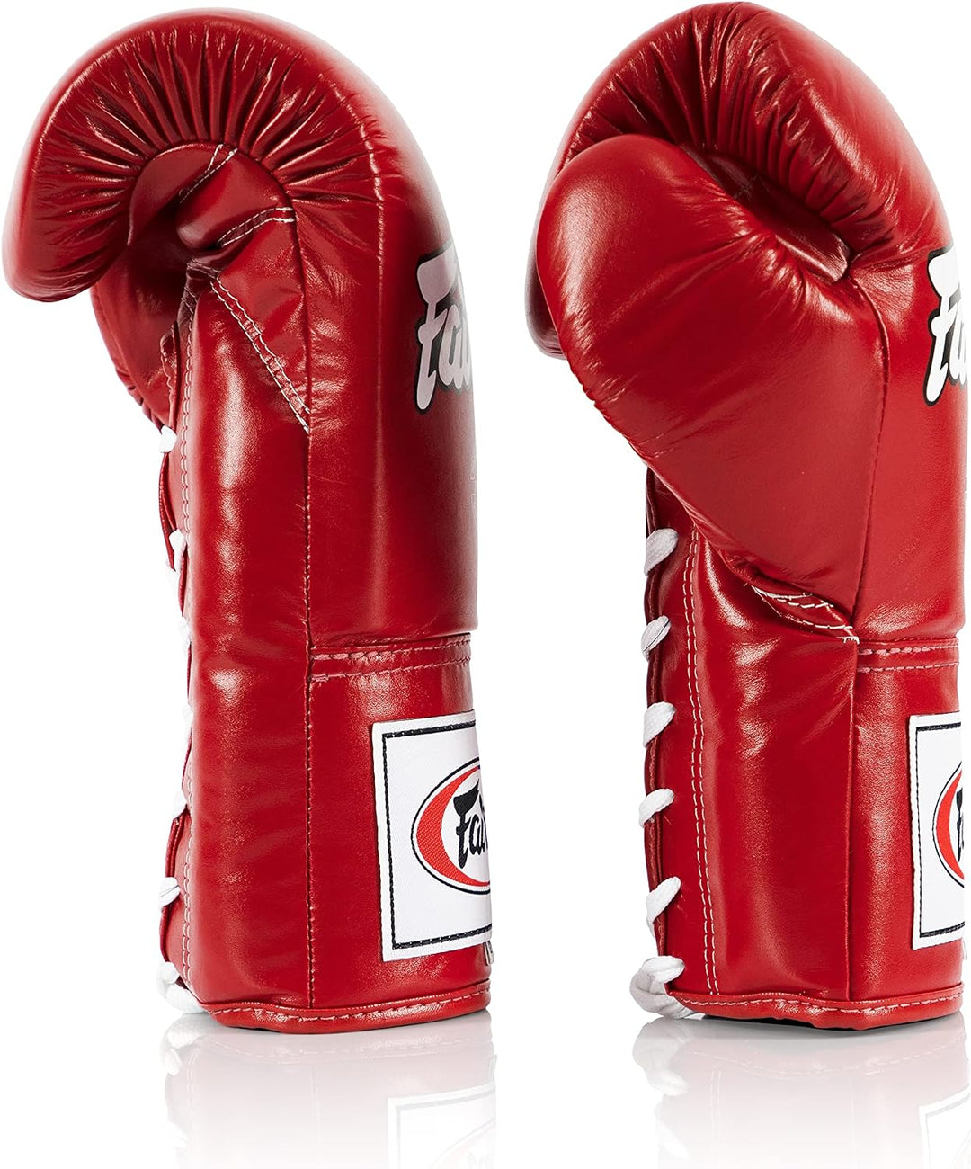 Fairtex Pro Leder-Wettkampfhandschuhe mit Schnürung, für Muay Thai und Boxen Rot 10 oz, Rot 10 oz