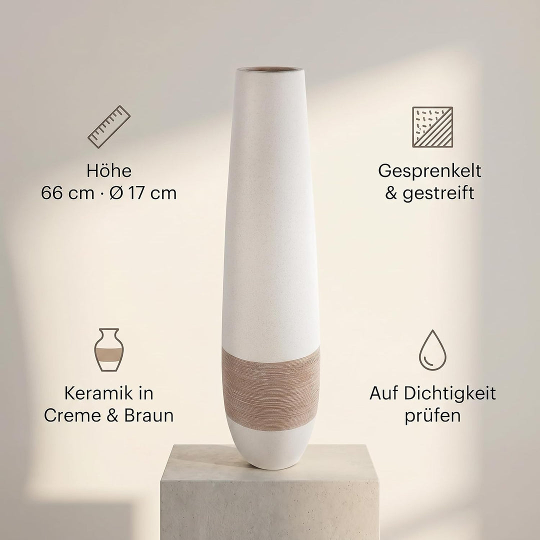 GILDE Keramik Bodbehälter Olbia Dekorative Vasen, Mehrfarbig, einzigartig, 28746, Braun, Creme, Höhe