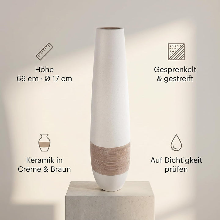 GILDE Keramik Bodbehälter Olbia Dekorative Vasen, Mehrfarbig, einzigartig, 28746, Braun, Creme, Höhe