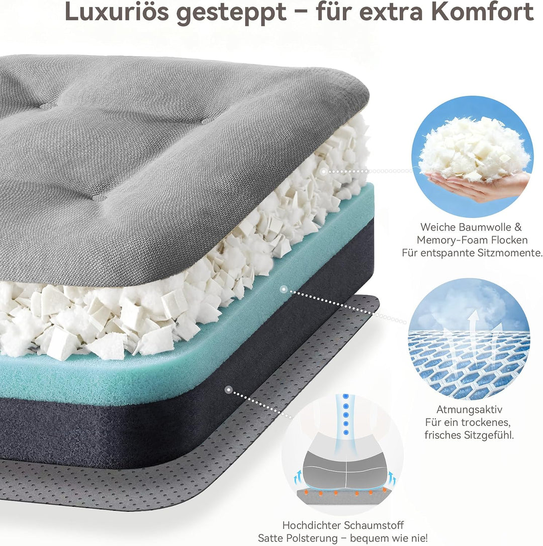 Codi Stuhlkissen 40 x 40 cm, 6er-Set, 8 cm dick, Sitzkissen Outdoor, Grau Grau 6er Pack, Grau 6er Pa
